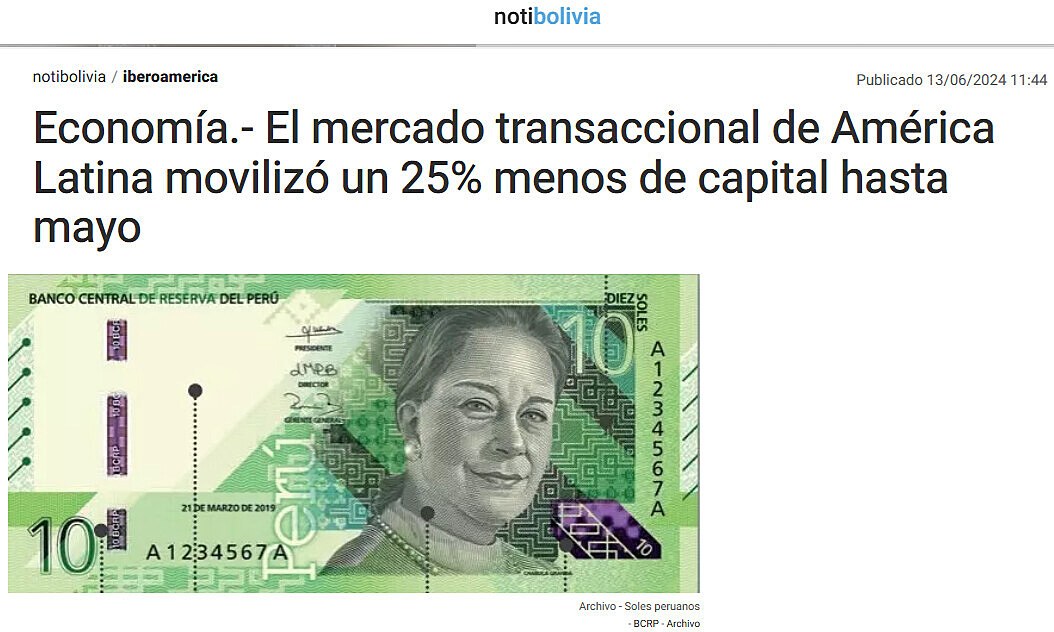 Economa.- El mercado transaccional de Amrica Latina moviliz un 25% menos de capital hasta mayo